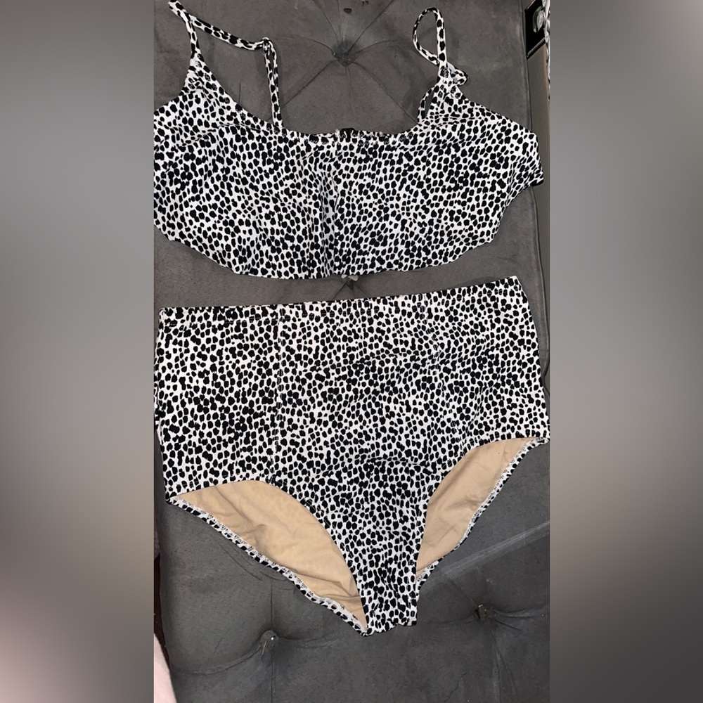 Cheetah print white bikini